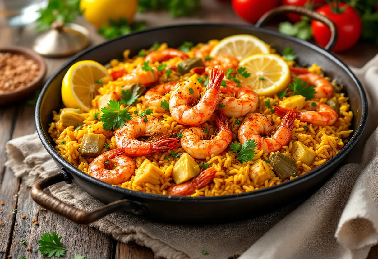 Artichoke ‘n’ Red Shrimp Paella recipe image