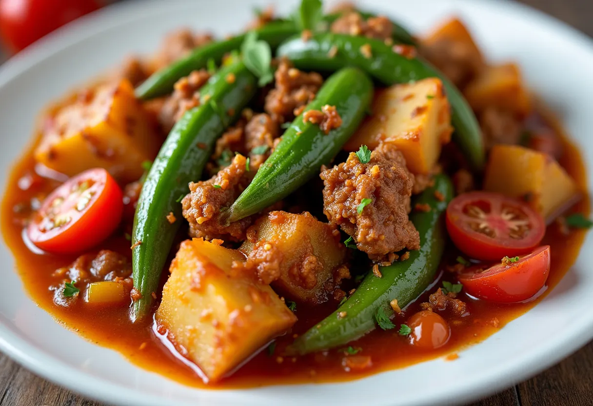 Bamieh bil Lahmeh recipe image