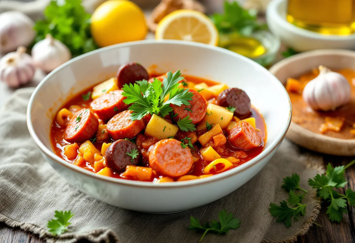 Kolokasi Me Loukaniko recipe image