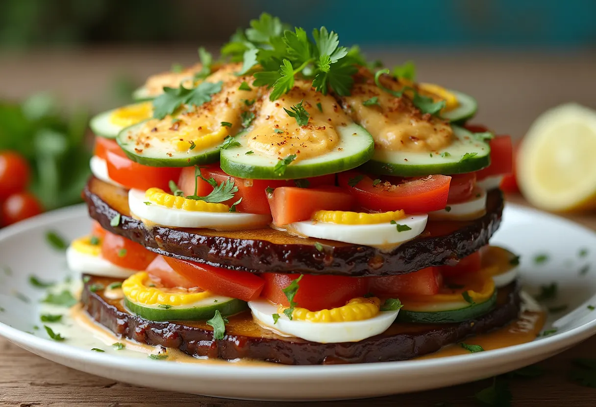Sabich Stacks recipe image