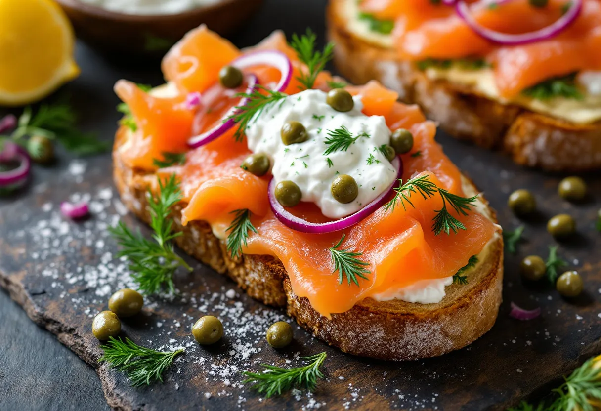 Smørrebrød med Røget Laks recipe image