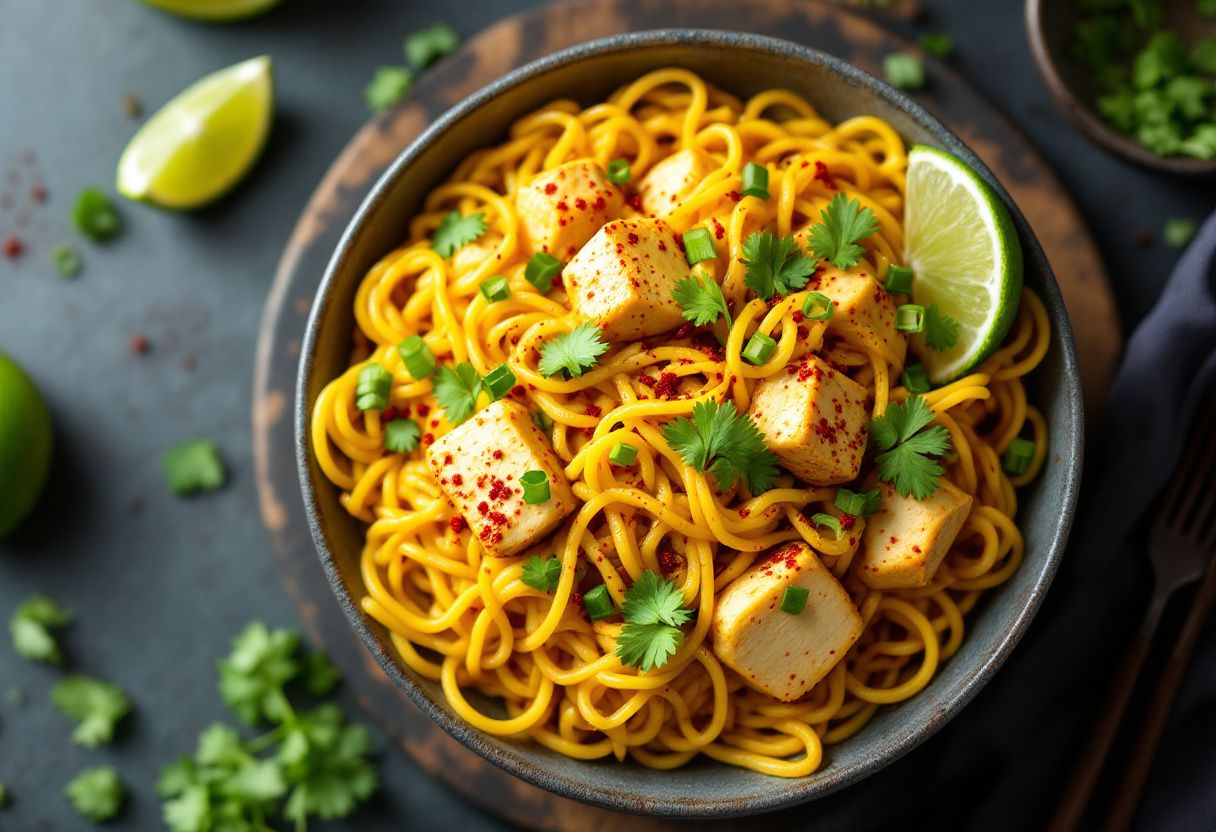 Spicy Gold Noodles recipe image